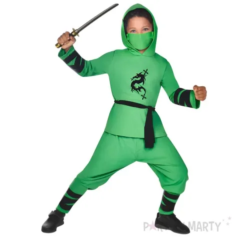 stroj dla dzieci ninja wojownik zielony amscan 152 164 cm