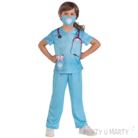 stroj dla dzieci pani doktor eko blekitny amscan 116 120 cm