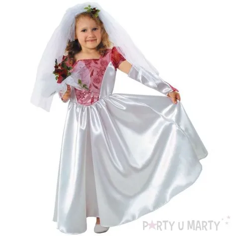 stroj dla dzieci panna mloda bordowa kraszek rozm 122 128 cm