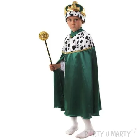 stroj dla dzieci peleryna krola kraszek zielona rozm 110 116 cm