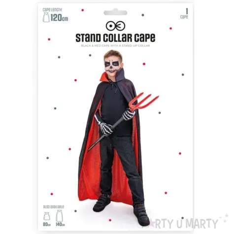 stroj dla dzieci peleryna wampir szkielet diabel czarno czerwona partypal rozm 146