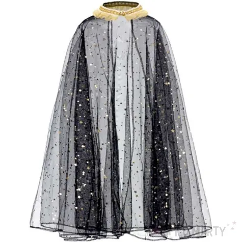 stroj dla dzieci peleryna z gwiazdkami czarna partydeco