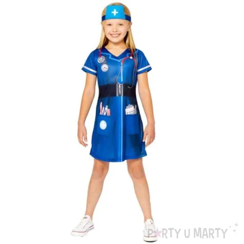 stroj dla dzieci pielegniarka eko niebieska amscan 116 120 cm