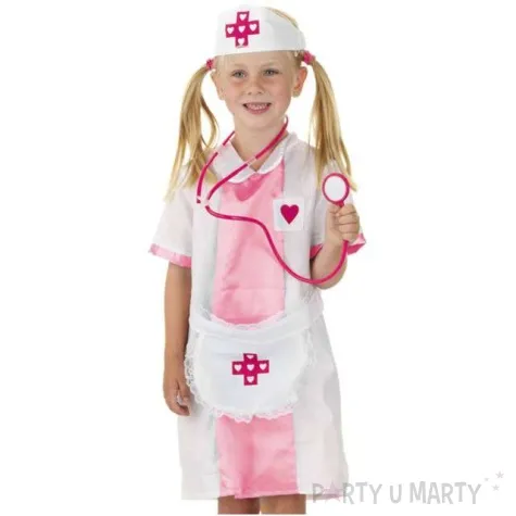 stroj dla dzieci pielegniarka rozowa folat rozm 116 134 cm