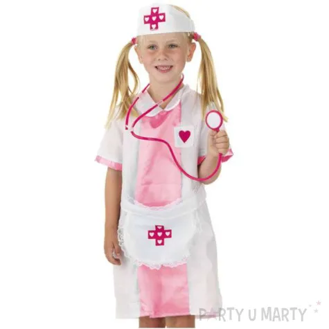 stroj dla dzieci pielegniarka rozowa folat rozm 98 116 cm