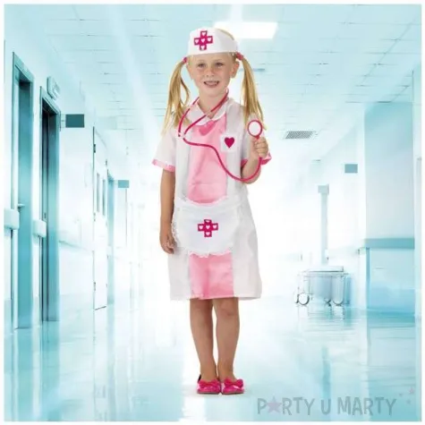 stroj dla dzieci pielegniarka rozowa folat rozm 98 116 cm