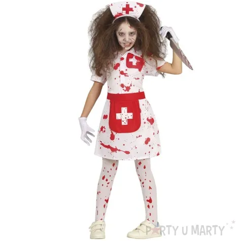 stroj dla dzieci pielegniarka zombie bialy guirca 146 152 cm