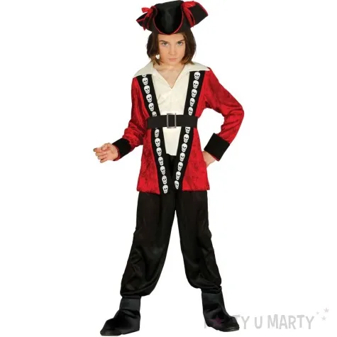 stroj dla dzieci pirat czerwono czarny guirca 5 6 lat