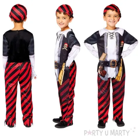 stroj dla dzieci pirat eko w paski czarny amscan 104 116 cm