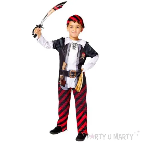 stroj dla dzieci pirat eko w paski czarny amscan 116 128 cm