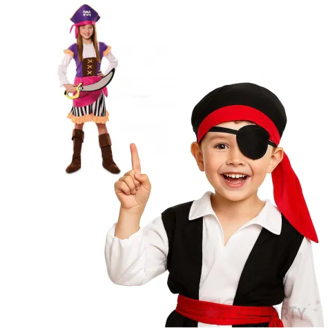 stroj dla dzieci piratka kolorowa fyasa 122 134 cm