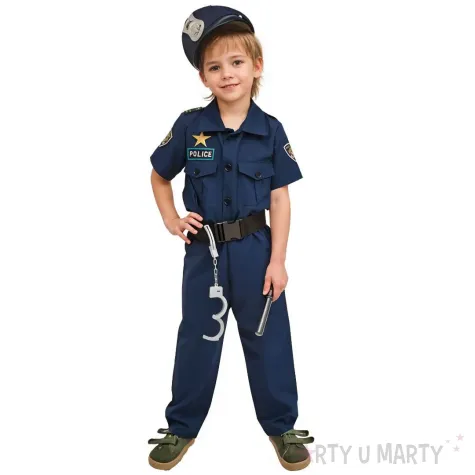 stroj dla dzieci policjant granatowy partydeco rozm 96 116 cm