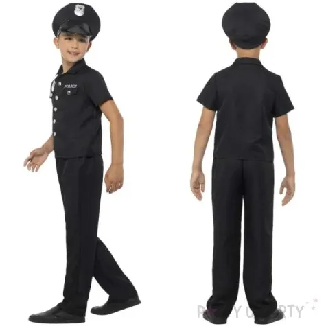 stroj dla dzieci policjant z odznaka czarny smiffys rozm 152 164 cm