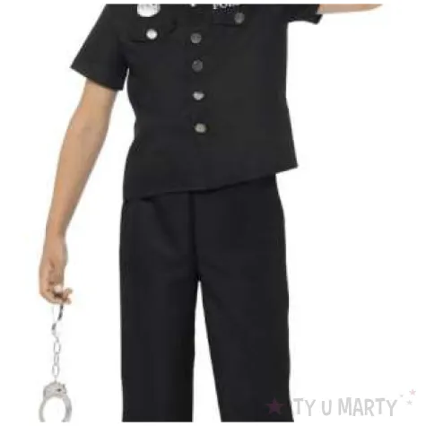 stroj dla dzieci policjant z odznaka czarny smiffys rozm 152 164 cm