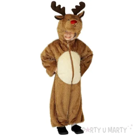 stroj dla dzieci renifer rudolf puchaty kombinezon brazowy smiffys rozm 116 cm
