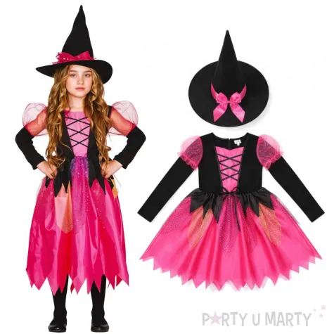 stroj dla dzieci rozowa czarownica guirca rozm 7 9 lat