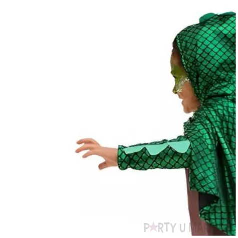 stroj dla dzieci smok peleryna z kapturem na karnawal zielony partydeco rozm 98 116