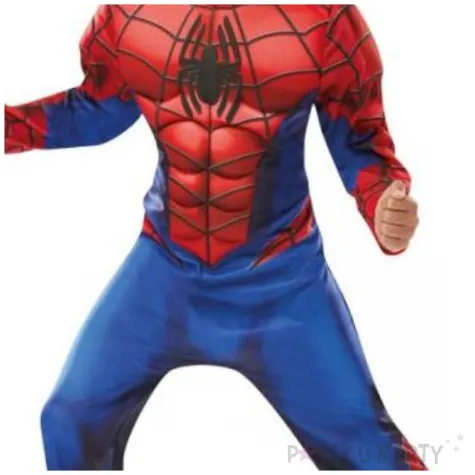 stroj dla dzieci spider man z muskulami rubies rozm 122 128 cm