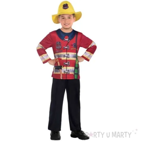 stroj dla dzieci strazak eko w kasku bordowy amscan 104 116 cm