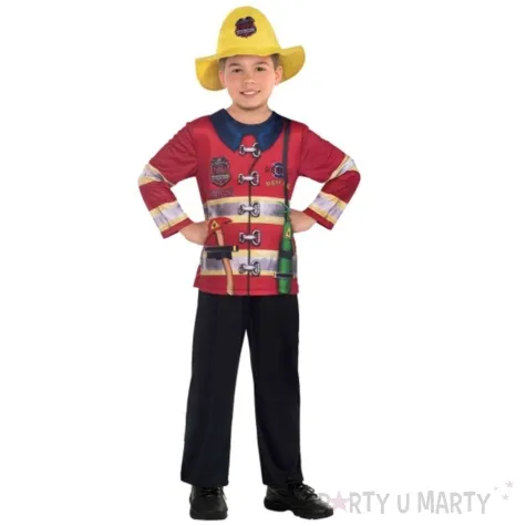 stroj dla dzieci strazak eko w kasku bordowy amscan 128 140 cm