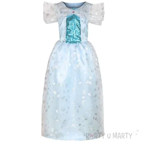 stroj dla dzieci sukienka ksiezniczki niebieska kraszek rozm 130 140