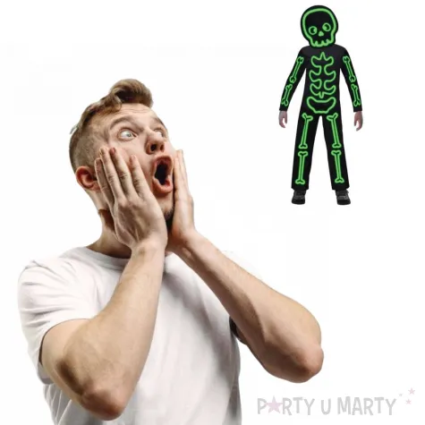 stroj dla dzieci swiecacy szkielet zielony amscan 116 128 cm