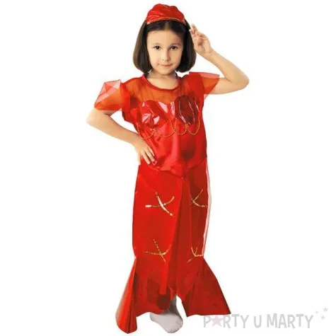 stroj dla dzieci syrenka czerwona kraszek rozm 134 140 cm