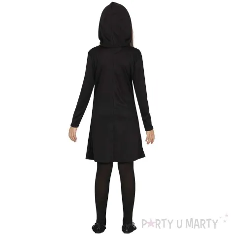 stroj dla dzieci szkieletorka kaptur czarny bialy guirca 122 134 cm