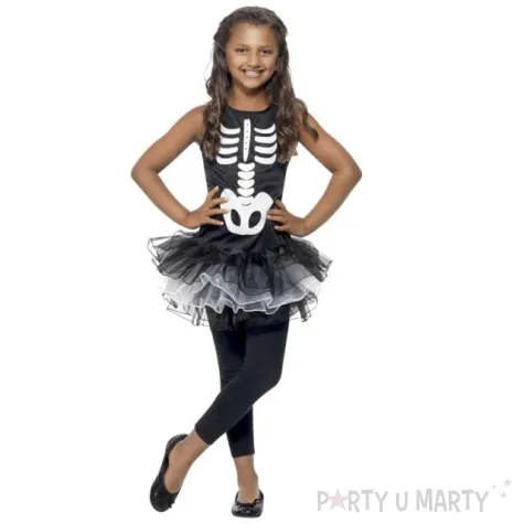 stroj dla dzieci szkieletorka tutu czarno bialy smiffys rozm 116 128 cm