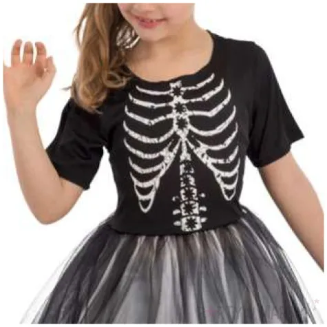 stroj dla dzieci szkieletorka z kapeluszem czarny carnival toys 6 7 lat