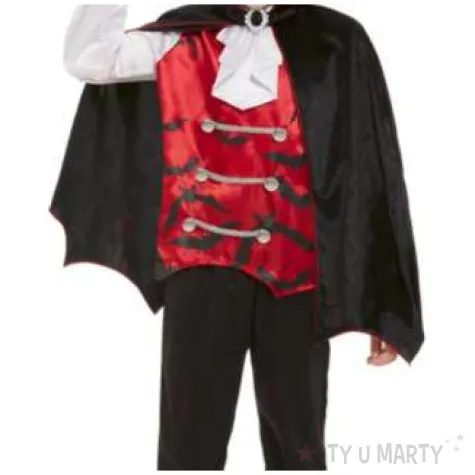 stroj dla dzieci wampir peleryna czarno czerwony smiffys 116 128 cm