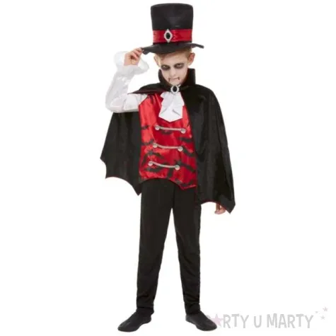 stroj dla dzieci wampir peleryna czarno czerwony smiffys 116 128 cm