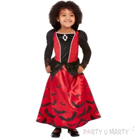 stroj dla dzieci wampirzyca czarno czerwony smiffys 3 4 lata