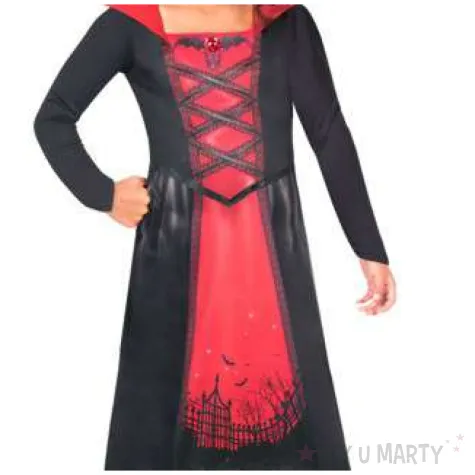 stroj dla dzieci wampirzyca rozany ogrod czarno czerwony amscan rozm 128 140 cm