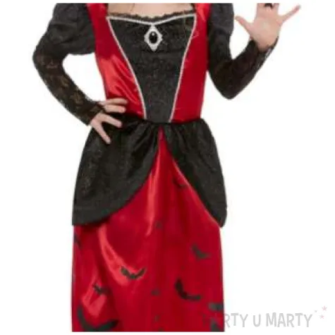 stroj dla dzieci wampirzyca w masce czarno czerwona smiffys rozm 130 140 cm