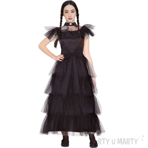 stroj dla dzieci wednesday addams czarny guirca 158 164 cm