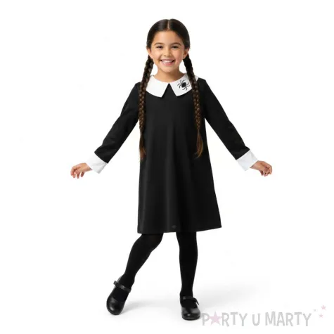 stroj dla dzieci wednesday addams gotycka uczennica godan rozm 120 130 cm
