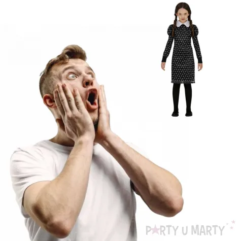 stroj dla dzieci wednesday addams sukienka czaszki czarny guirca 110 116 cm