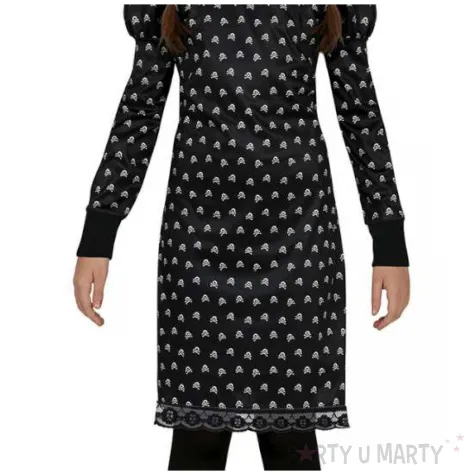 stroj dla dzieci wednesday addams sukienka czaszki czarny guirca 110 116 cm