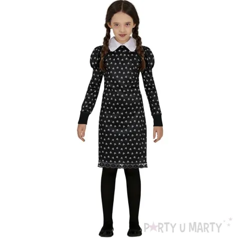 stroj dla dzieci wednesday addams sukienka czaszki czarny guirca 146 152 cm