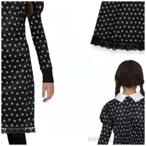 stroj dla dzieci wednesday addams sukienka czaszki guirca rozm 98 104 cm