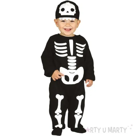 stroj dla dzieci wesoly kosciotrup czarno bialy guirca 92 98 cm