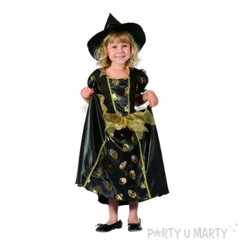 stroj dla dzieci wiedzma czarno zlota rozm 92 104 cm