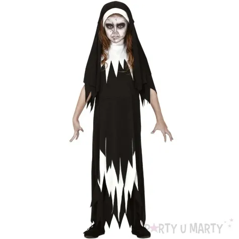 stroj dla dzieci zakonnica opetana czarny bialy guirca 146 152 cm