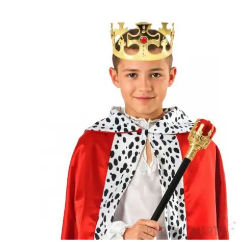 stroj dla dzieci zestaw krol jaselka korona peleryna i berlo czerwony 128 140 cm