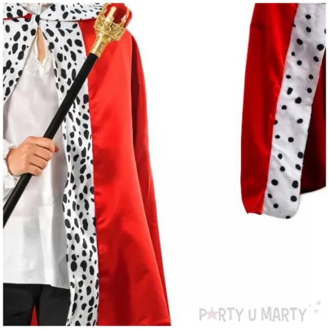 stroj dla dzieci zestaw krol jaselka korona peleryna i berlo czerwony 128 140 cm