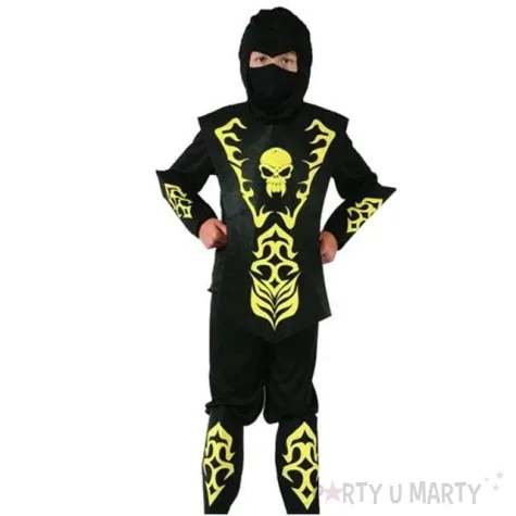 stroj dla dzieci zolty ninja z czaszka rozm 130 140 cm