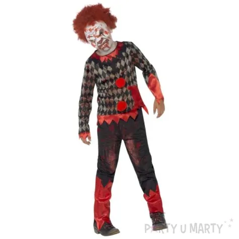 stroj dla dzieci zombie klaun czarno czerwony smiffys rozm 146 158 cm