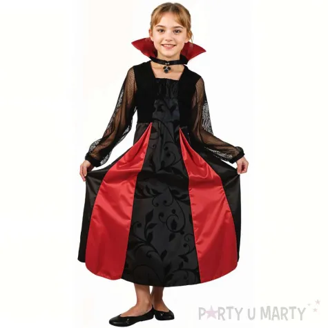 stroj dla dziecka gotycka wampirzyca czarny czerwony godan rozm 110 120