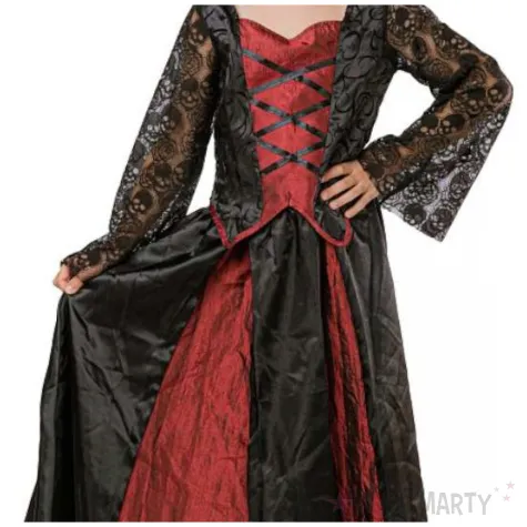 stroj dla dziecka na halloween gotycka wampirzyca spodnica i bluzka z kolnierzem 120 130